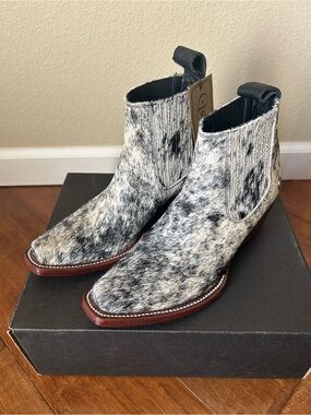 Stiefeld Hair-On Hide Ankle Boots - Black & White